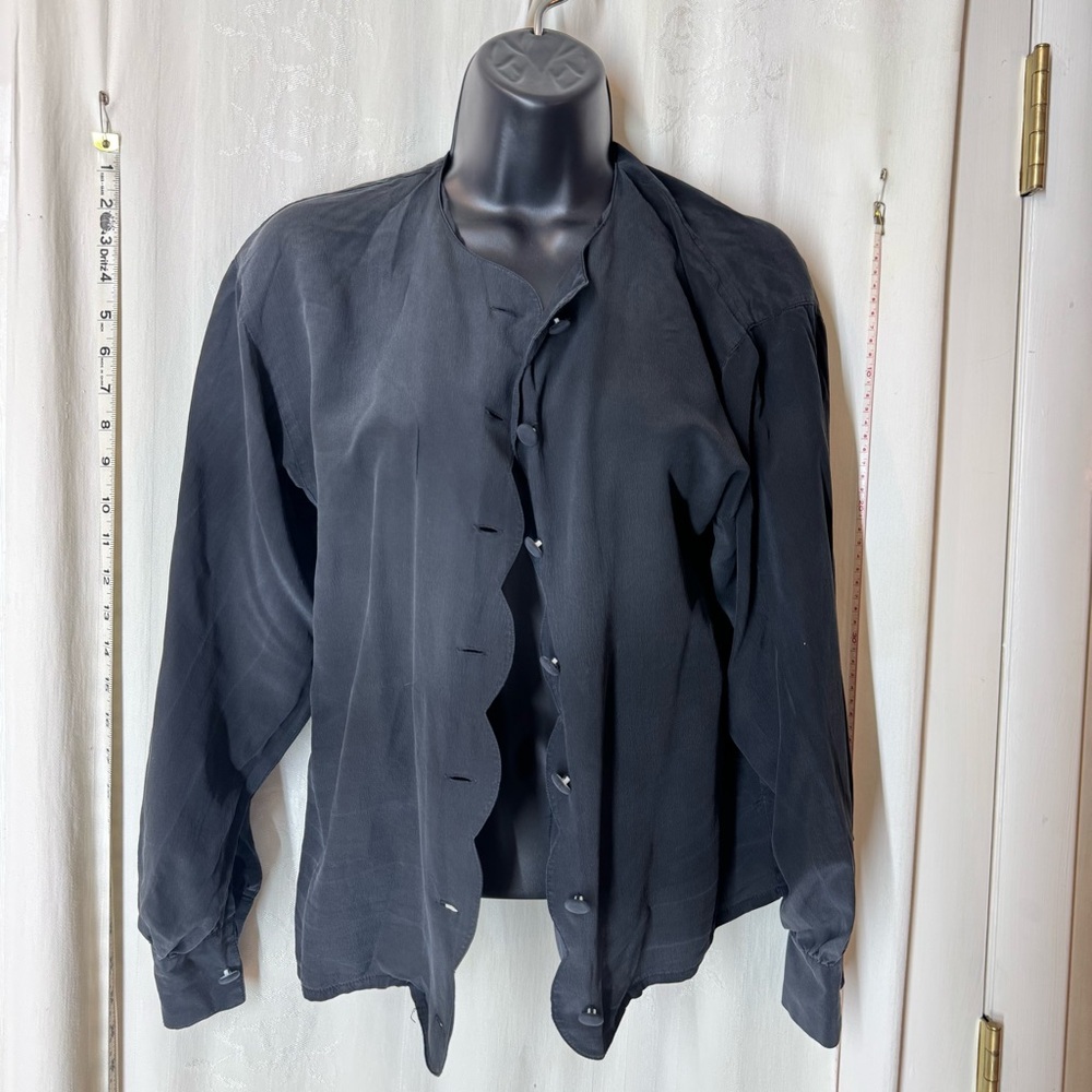 Vintage Angela Tong Black Silk Blouse